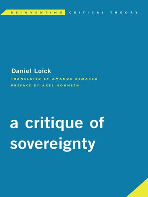 cover image of A Critique of Sovereignty